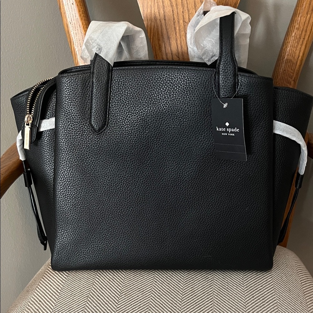 Kate Spade Dumpling Black Pebbled Tote NWT - Picture 3 of 9